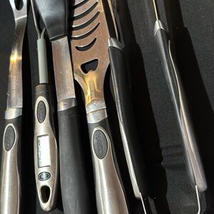 Stainless Steel BBQ Tool Set - Black and Silver